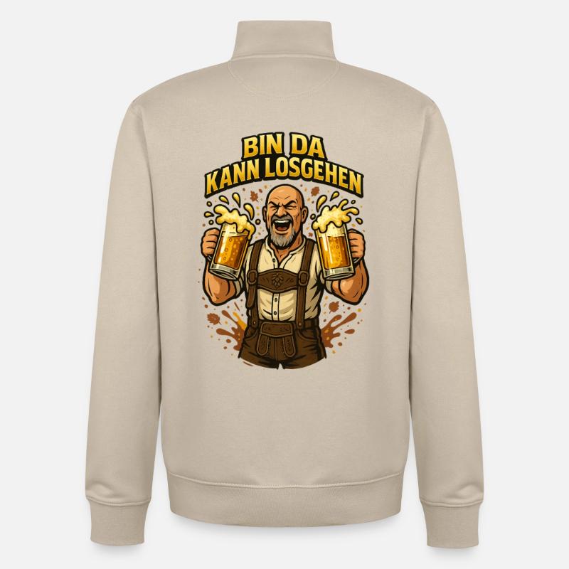 Bier Bierkrug Bierflasche Bierzelt Biergarten - Unisex Organic Zip Sweatshirt von Stanley/Stella - Cremebeige