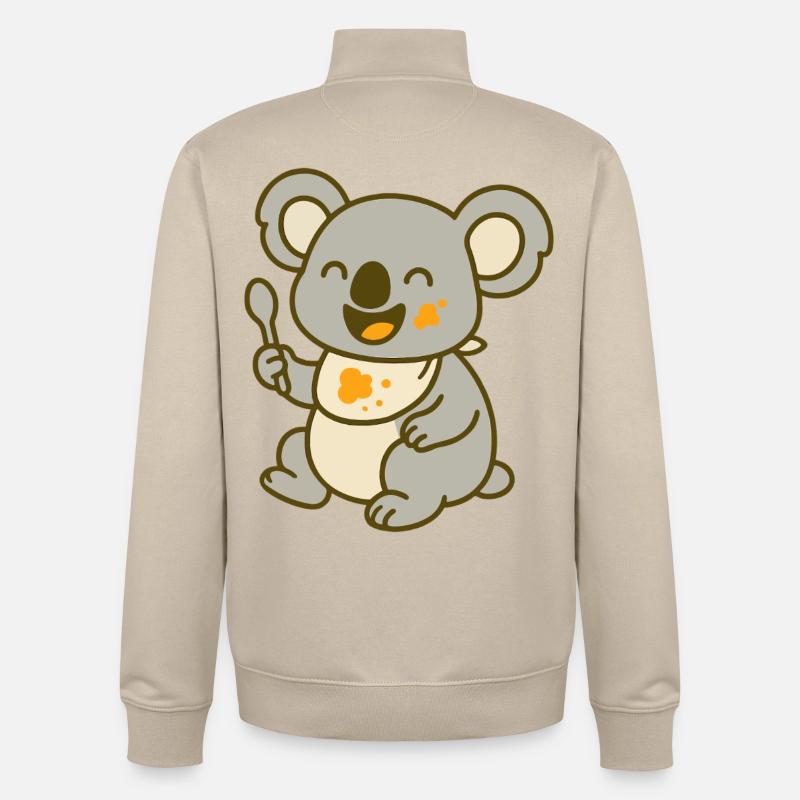 Mignon bébé koala mangeant - Sweat zippé unisexe en coton bio Stanley/Stella - beige crème