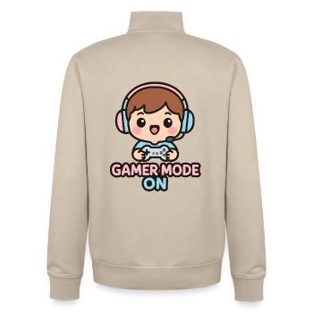 Gamer Mode On – Cute kawaii gaming T-shirt - Unisex Organic Zip Sweatshirt by Stanley/Stella - desert dust - Back - AI Model Male 185 dark (185cm)