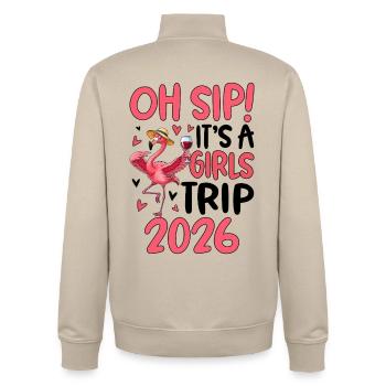 Girls Trip Flamingo Party Design 2026 - Unisex Organic Zip Sweatshirt von Stanley/Stella - Cremebeige - Hinten - AI Model Male 185 dark (185cm)