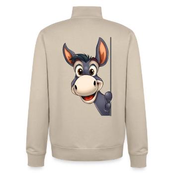 Süßer Esel schaut hervor: Cartoon-Tierillustration - Unisex Organic Zip Sweatshirt von Stanley/Stella - Cremebeige - Hinten - AI Model Male 185 dark (185cm)