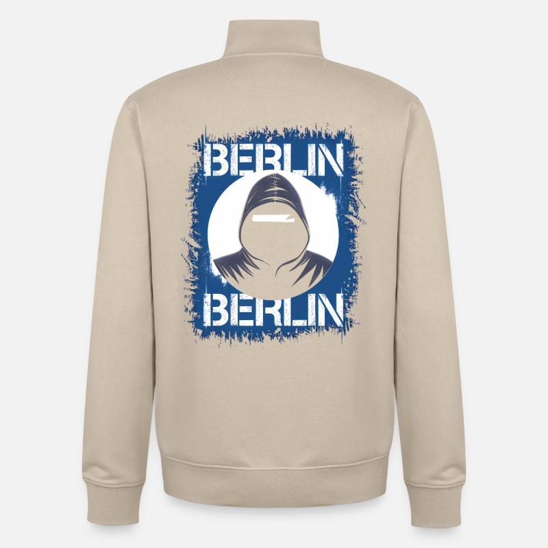Sweat à capuche style graffiti Berlin - Sweat zippé unisexe en coton bio Stanley/Stella - beige crème
