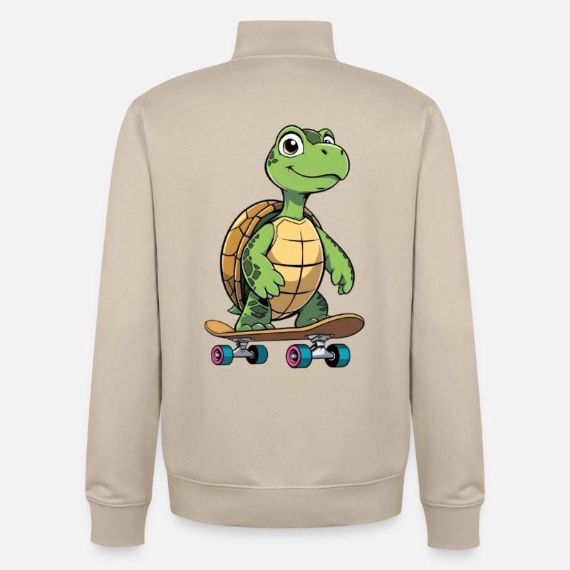 Planche à roulettes Cheeky Turtle - Sweat zippé unisexe en coton bio Stanley/Stella - beige crème