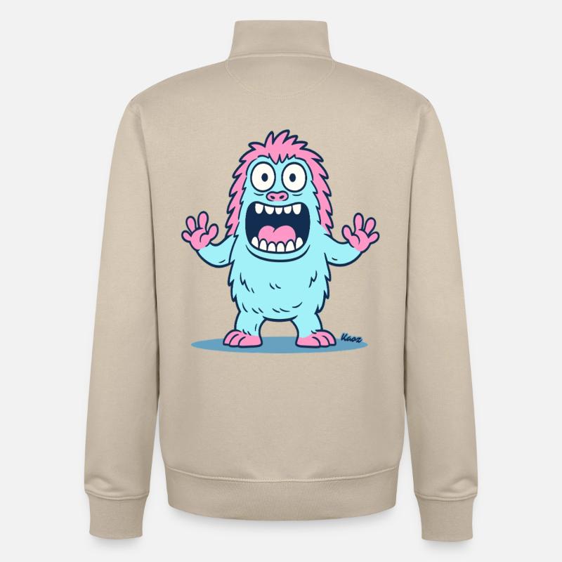 Conception ludique de cœur de monstre - Sweat zippé unisexe en coton bio Stanley/Stella - beige crème