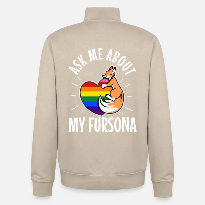 Posez-moi des questions sur mon Fursona - Sweat zippé unisexe en coton bio Stanley/Stella - beige crème