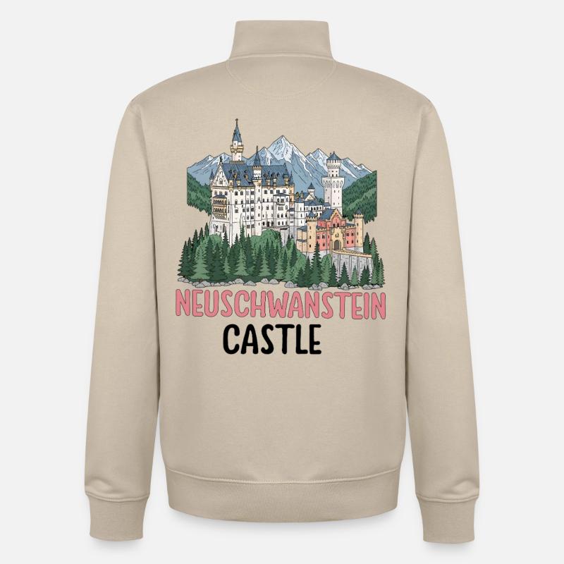 Château de Neuschwanstein - Sweat zippé unisexe en coton bio Stanley/Stella - beige crème