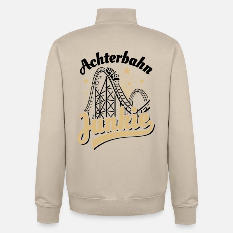 Roller Coaster Junkie - Parc d'attractions - Looping - Sweat zippé unisexe en coton bio Stanley/Stella - beige crème