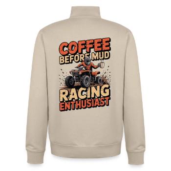 Passionné de courses de boue, amateur de café et de boue - Sweat zippé unisexe en coton bio Stanley/Stella - beige crème - Dos - AI Model Male 185 dark (185cm)