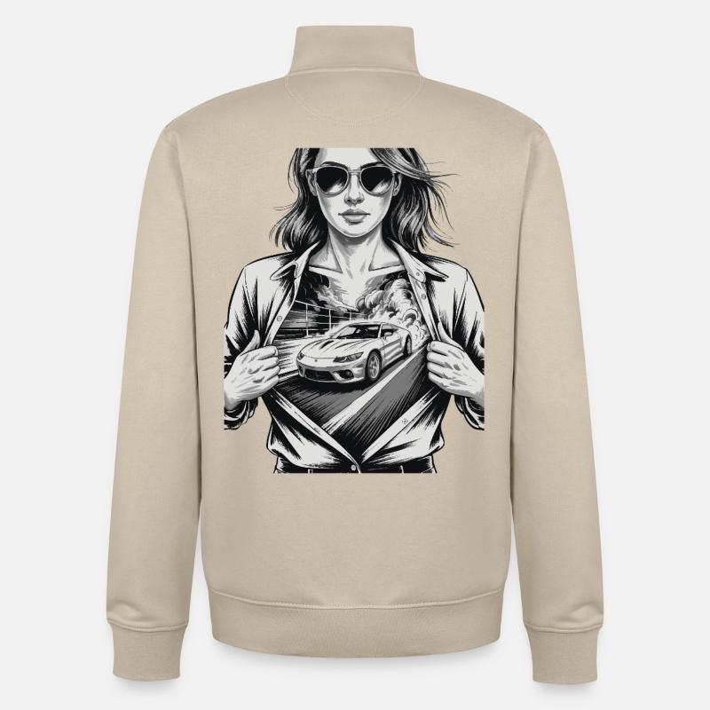 Conception de voiture de course - Sweat zippé unisexe en coton bio Stanley/Stella - beige crème