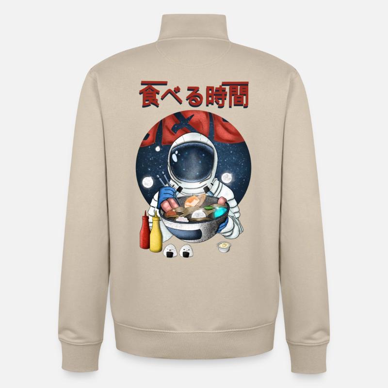 Astronaute mangeant des ramen Nightscape - Sweat zippé unisexe en coton bio Stanley/Stella - beige crème
