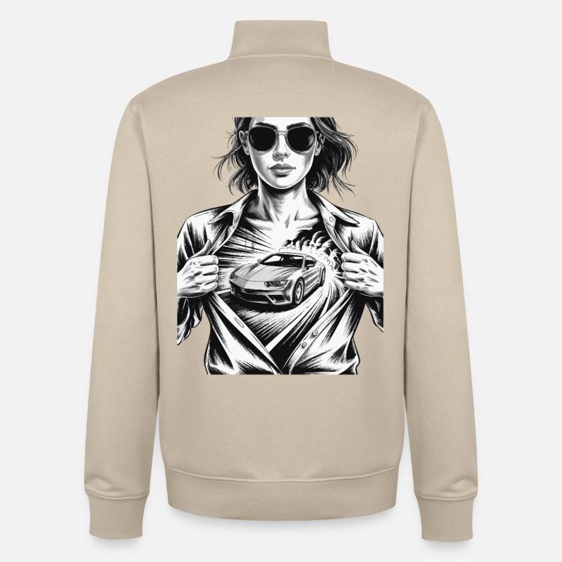 Conception de voiture de course - Sweat zippé unisexe en coton bio Stanley/Stella - beige crème