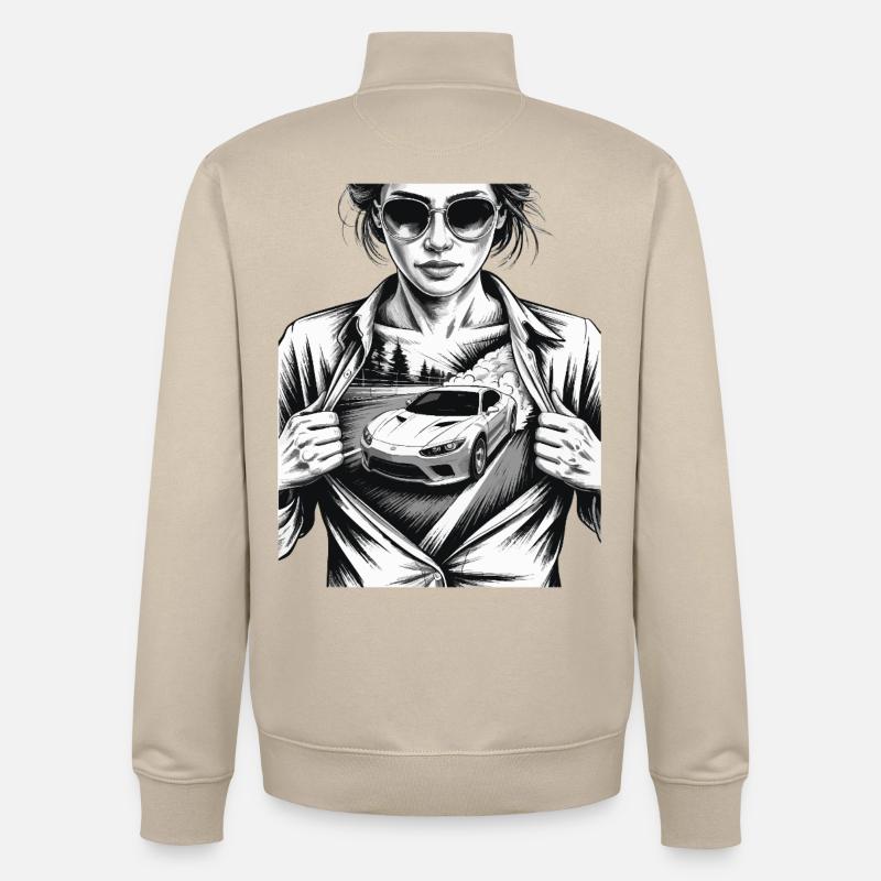 Conception de voiture de course - Sweat zippé unisexe en coton bio Stanley/Stella - beige crème