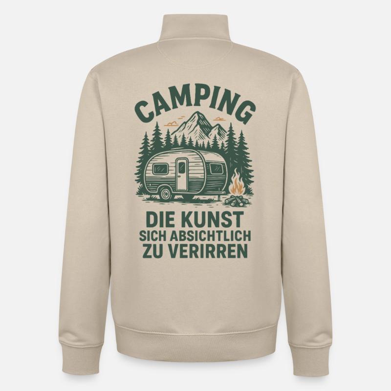 Camping L’art de se perdre volontairement - Sweat zippé unisexe en coton bio Stanley/Stella - beige crème
