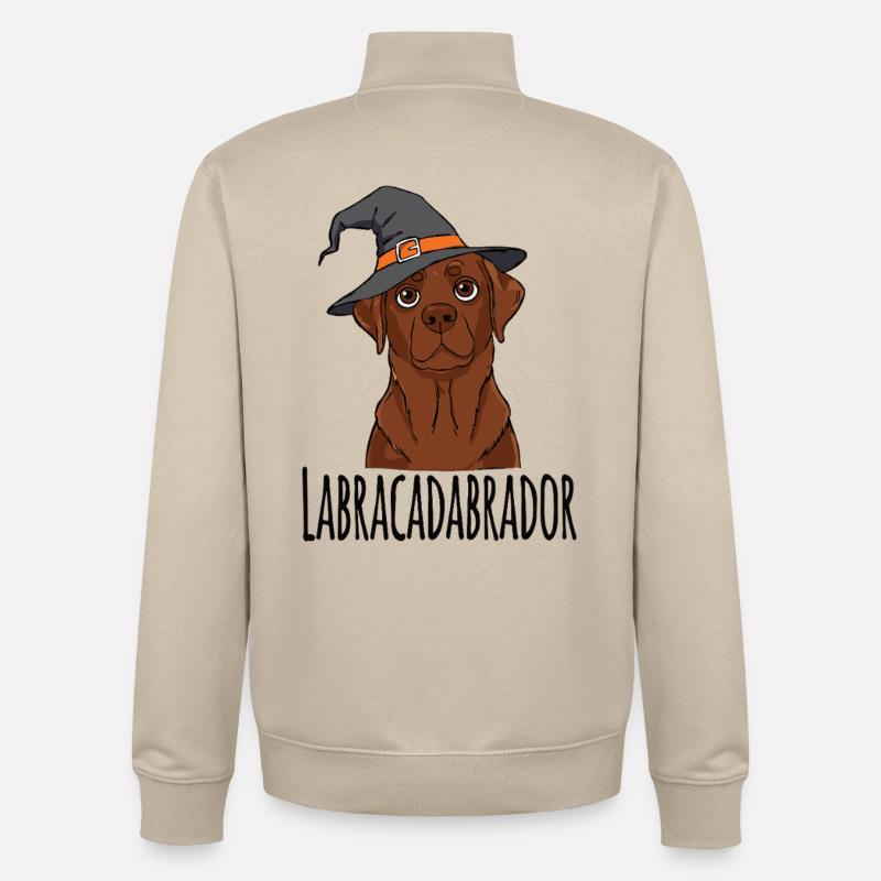 Labracadabrador witch hat design - Unisex Organic Zip Sweatshirt by Stanley/Stella - desert dust