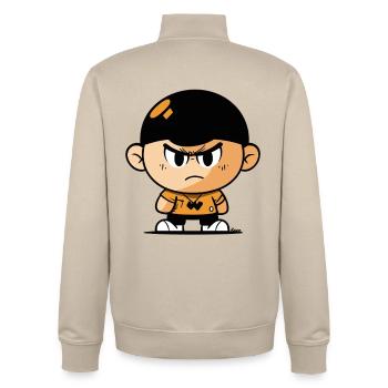 Heftige Karikatur Junge Illustration - Unisex Organic Zip Sweatshirt von Stanley/Stella - Cremebeige - Hinten - AI Model Male 185 dark (185cm)