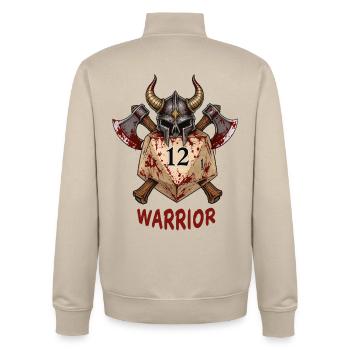 W20 mit Ritterhelm & Äxten – Warrior Dice - Unisex Organic Zip Sweatshirt von Stanley/Stella - Cremebeige - Hinten - AI Model Male 185 dark (185cm)