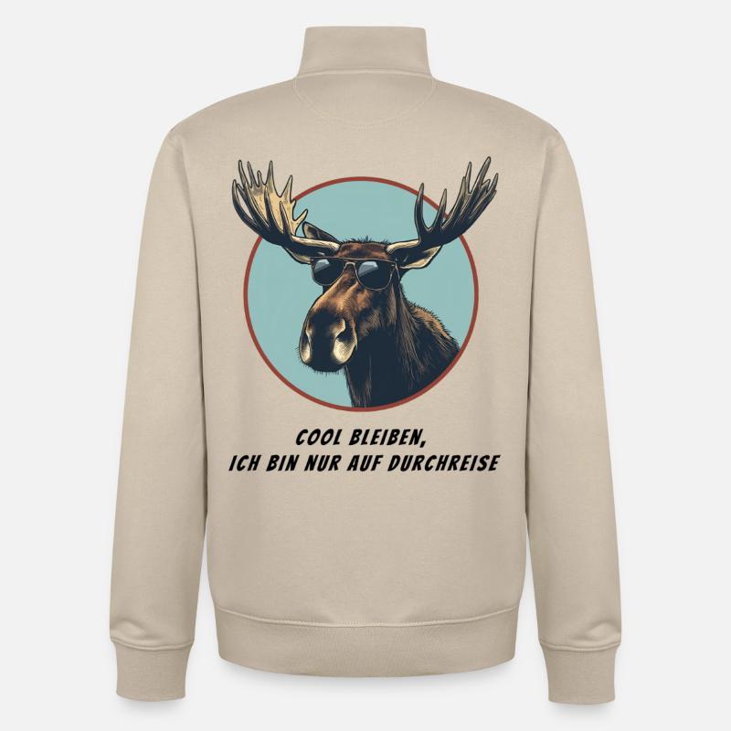 Moose Emil - juste de passage - Sweat zippé unisexe en coton bio Stanley/Stella - beige crème
