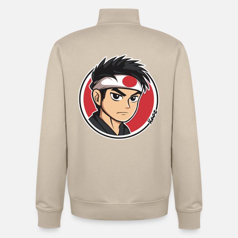 Anime Samurai Charakter Illustration - Unisex Organic Zip Sweatshirt von Stanley/Stella - Cremebeige
