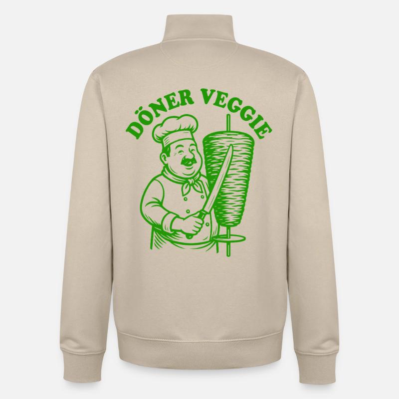 Döner Veggie - Restauration rapide - Spruch - Sweat zippé unisexe en coton bio Stanley/Stella - beige crème
