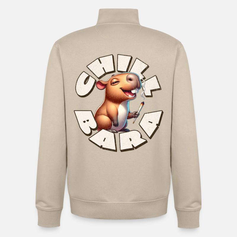 Capybara Chill Bara - Sweat zippé unisexe en coton bio Stanley/Stella - beige crème