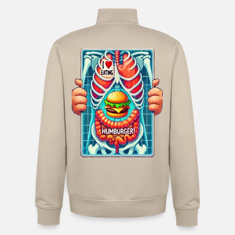 J’adore Hamburger - Sweat zippé unisexe en coton bio Stanley/Stella - beige crème