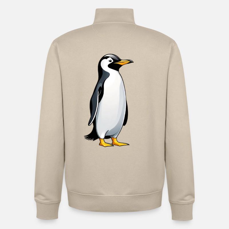 Illustration eines Pinguins mit freundlichem Blick - Unisex Organic Zip Sweatshirt von Stanley/Stella - Cremebeige