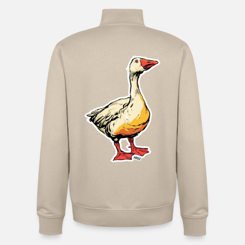 Comic Gans mit Schnabel - Unisex Organic Zip Sweatshirt von Stanley/Stella - Cremebeige