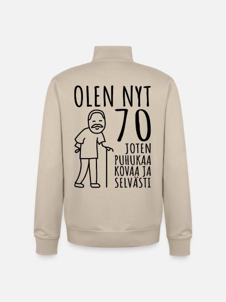 70 Födelsedagsman 70-talet Jag är 70 år gammal - Unisex sweatshirt med dragkedja i ekologisk bomull Stanley/Stella - krämbeige