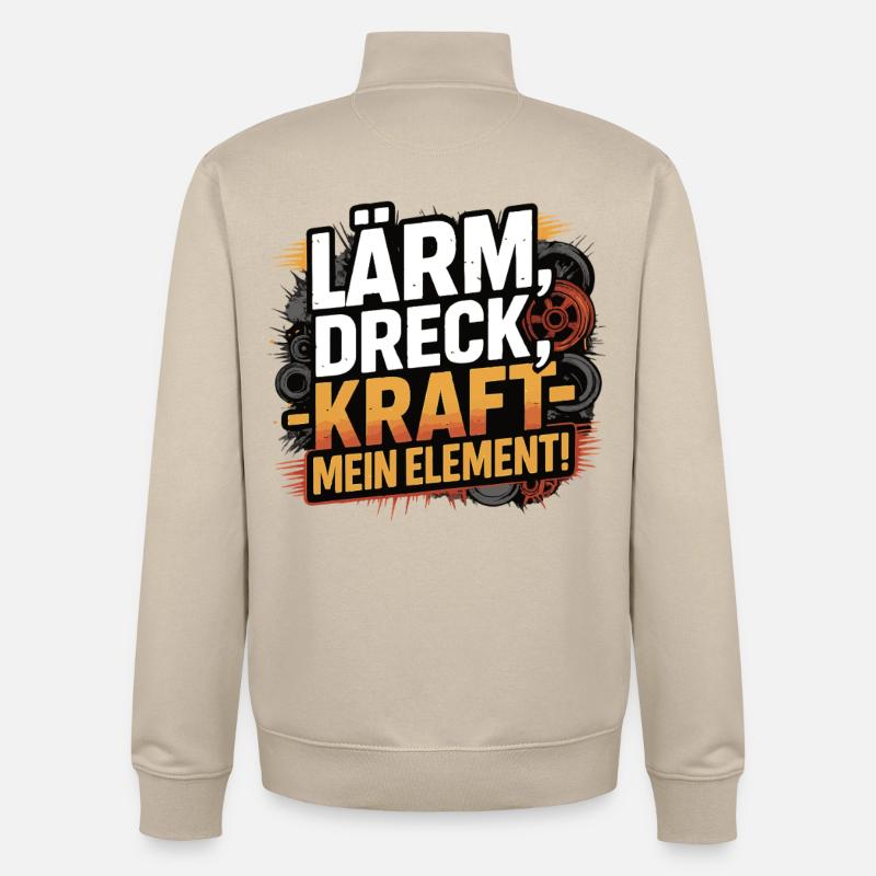 Bruit, saleté, puissance – mon élément - Sweat zippé unisexe en coton bio Stanley/Stella - beige crème