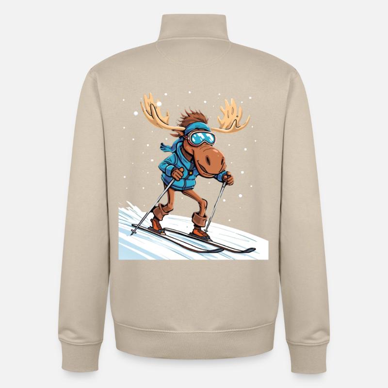 Orignal skieur dans la neige - Sweat zippé unisexe en coton bio Stanley/Stella - beige crème