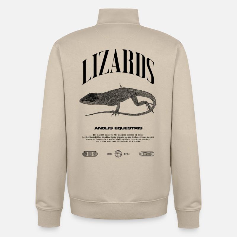 Cuban Knight Anole Reptile Keeper Lizard - Unisex Organic Zip Sweatshirt by Stanley/Stella - desert dust