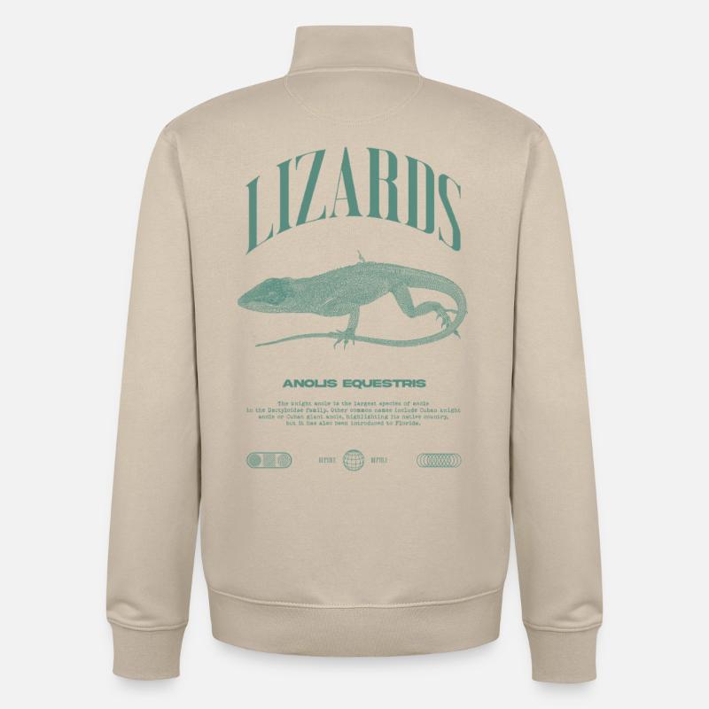 Cuban Knight Anole Reptile Keeper Lizard - Unisex Organic Zip Sweatshirt by Stanley/Stella - desert dust