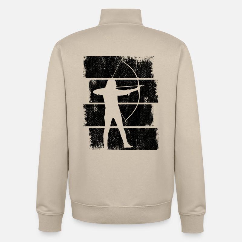 Dessin de tir à l’arc - Sweat zippé unisexe en coton bio Stanley/Stella - beige crème