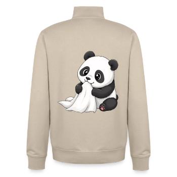 Baby Panda mit Schnuffeltuch – Süßer Cartoon - Unisex Organic Zip Sweatshirt von Stanley/Stella - Cremebeige - Hinten - AI Model Male 185 dark (185cm)
