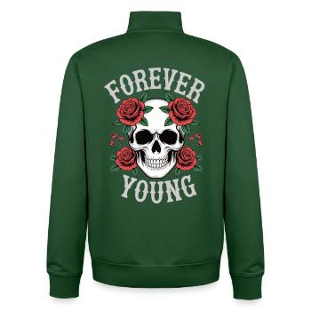 Forever Young Skull Rosen - Unisex Organic Zip Sweatshirt von Stanley/Stella - Flaschengrün - Hinten - AI Model Male 185 dark (185cm)