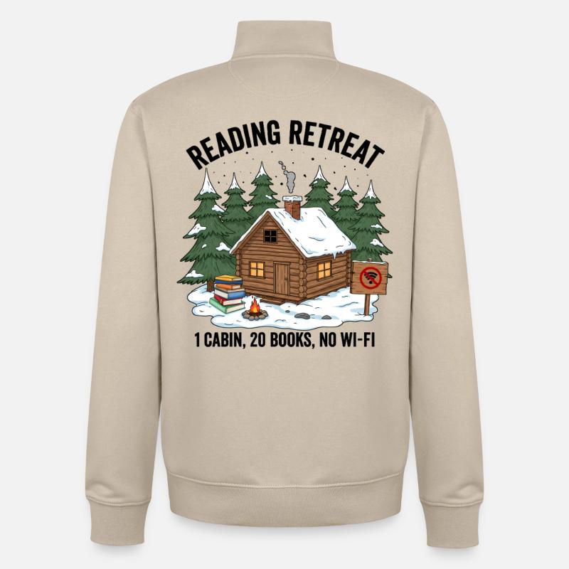 Soirée de lecture de cabane d’hiver - Sweat zippé unisexe en coton bio Stanley/Stella - beige crème