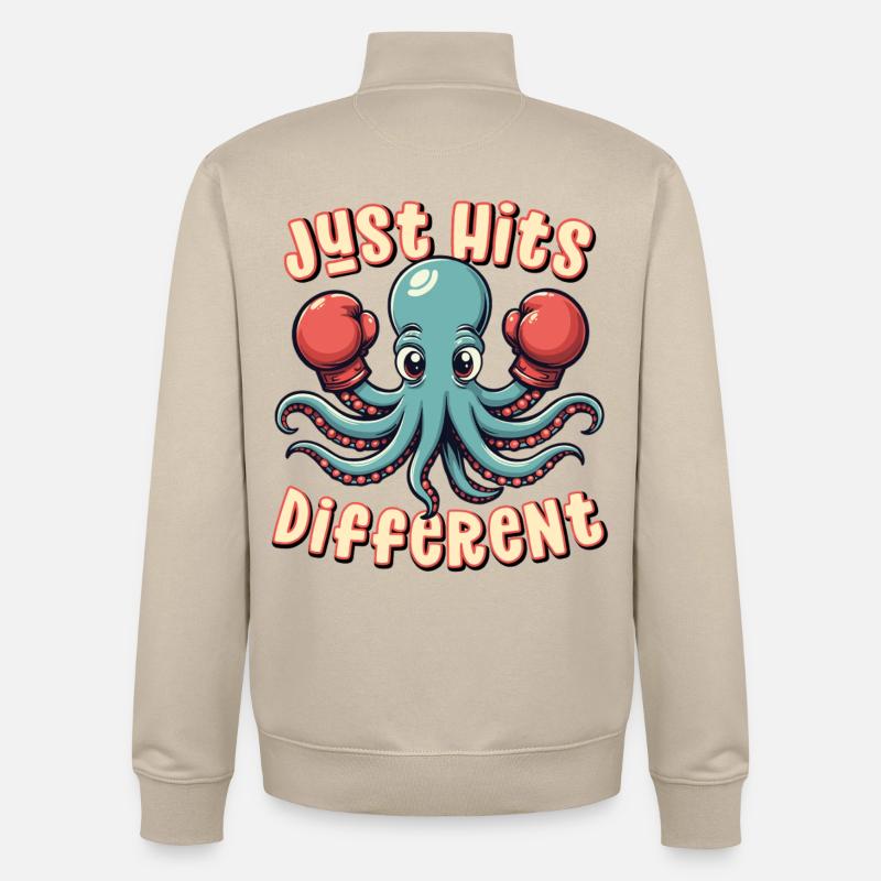 Frappe simplement différemment - Sweat zippé unisexe en coton bio Stanley/Stella - beige crème