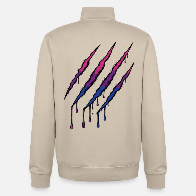 Bi Pride Claw - Drapeau bisexuel Griffe - Sweat zippé unisexe en coton bio Stanley/Stella - beige crème