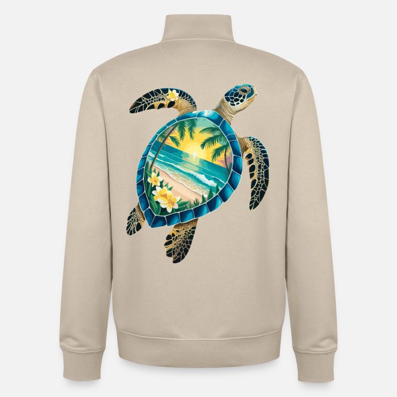 Turtle Waves Surf Turtle Surfer Turtles - Sweat zippé unisexe en coton bio Stanley/Stella - beige crème