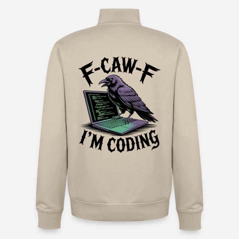RabenCoder: Code Raven am Laptop - Unisex Organic Zip Sweatshirt von Stanley/Stella - Cremebeige