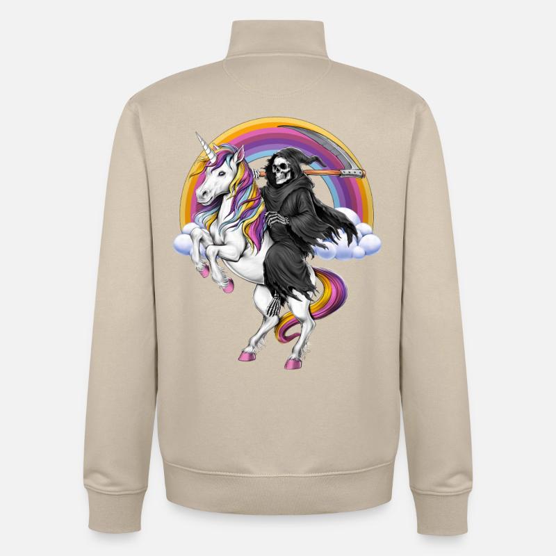 Sensenmann reitet Einhorn - Unisex Organic Zip Sweatshirt von Stanley/Stella - Cremebeige