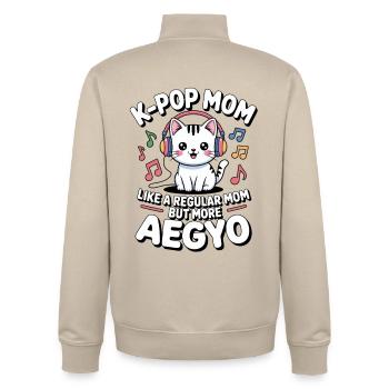 K-Pop Maman Drôle Corée Musique Aegyo - Sweat zippé unisexe en coton bio Stanley/Stella - beige crème - Dos - AI Model Male 185 dark (185cm)