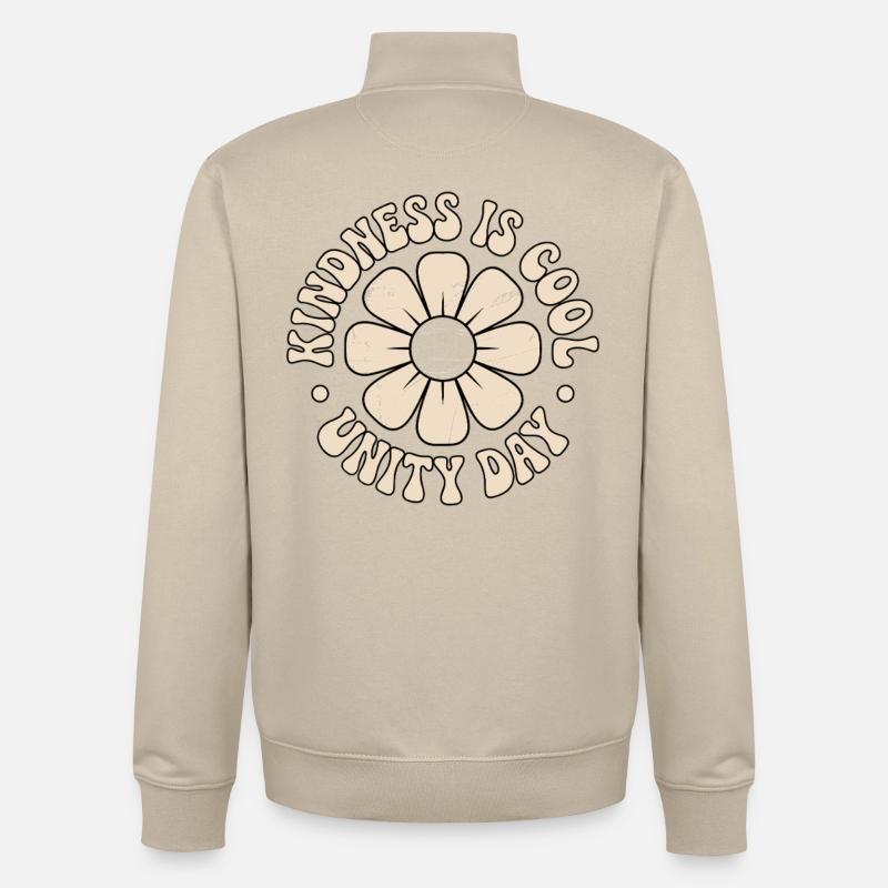 Gentillesse Unité Fleurs Message Postif - Sweat zippé unisexe en coton bio Stanley/Stella - beige crème