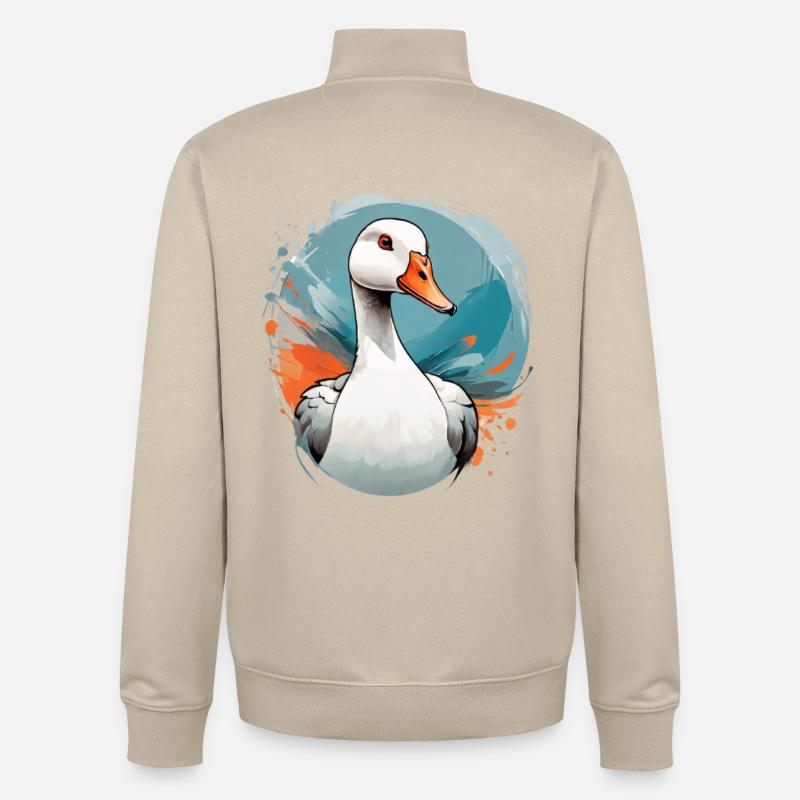 Enterich im Farbwirbel - Unisex Organic Zip Sweatshirt von Stanley/Stella - Cremebeige