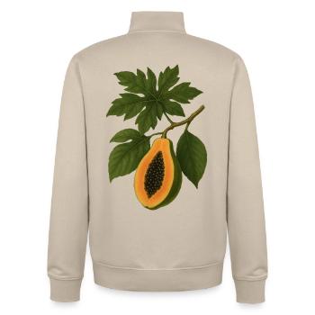 Vintage Botanische Papaya Frucht Illustration - Unisex Organic Zip Sweatshirt von Stanley/Stella - Cremebeige - Hinten - AI Model Male 185 dark (185cm)