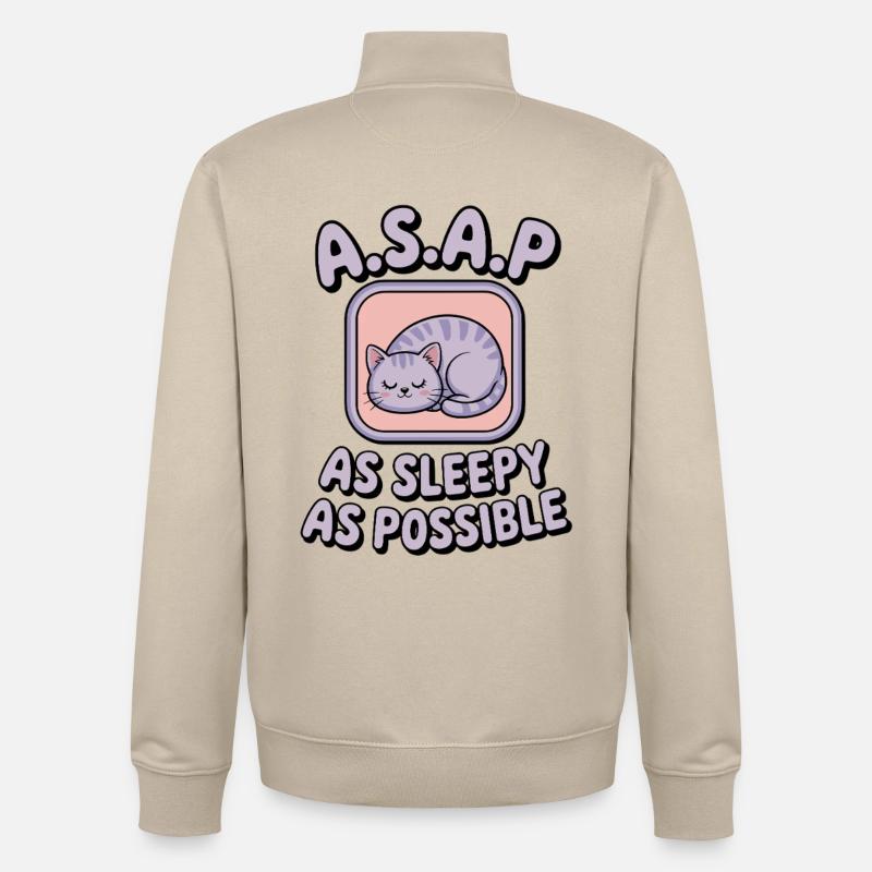 ASAP Sleeping Cat - Sweat zippé unisexe en coton bio Stanley/Stella - beige crème