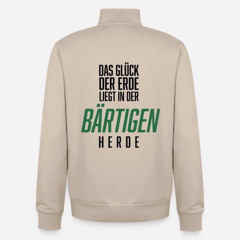 Bart, Bartträger, Lustiger Spruch, Bärtige Herde - Unisex Organic Zip Sweatshirt von Stanley/Stella - Cremebeige