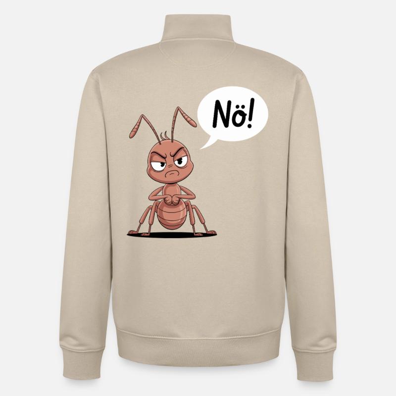 Une drôle de fourmi dit non - Sweat zippé unisexe en coton bio Stanley/Stella - beige crème