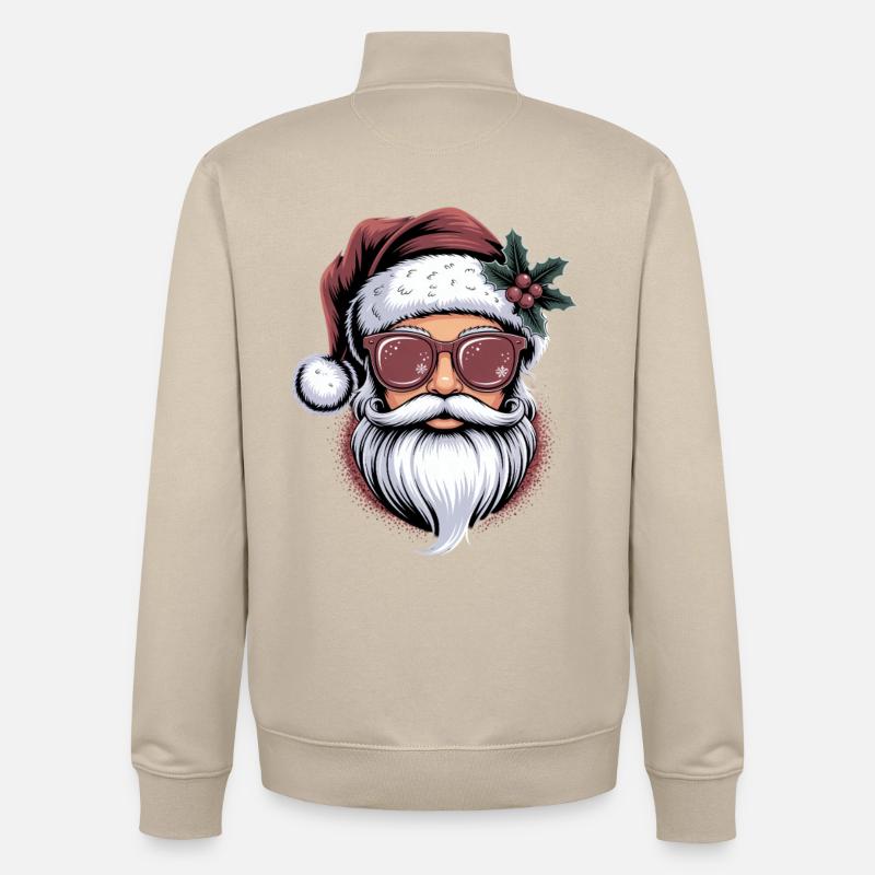 Lunettes de soleil Hipster Santa - Sweat zippé unisexe en coton bio Stanley/Stella - beige crème
