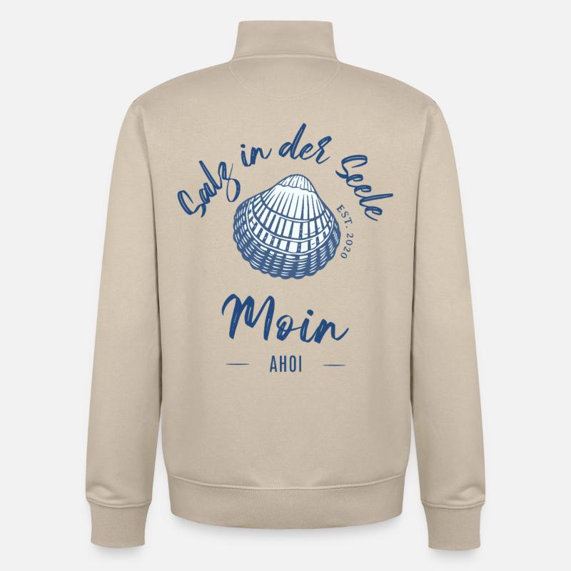 Le sel dans l’âme | Maritmes Design - Sweat zippé unisexe en coton bio Stanley/Stella - beige crème